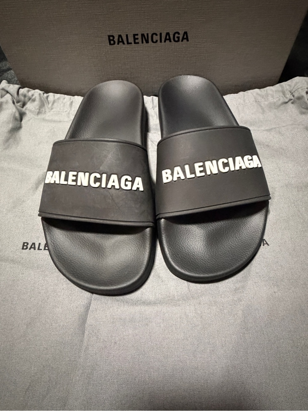 Balenciaga Sports Rubber Logo Pool Slides Sandal Womens Size 36 EU/ US 6